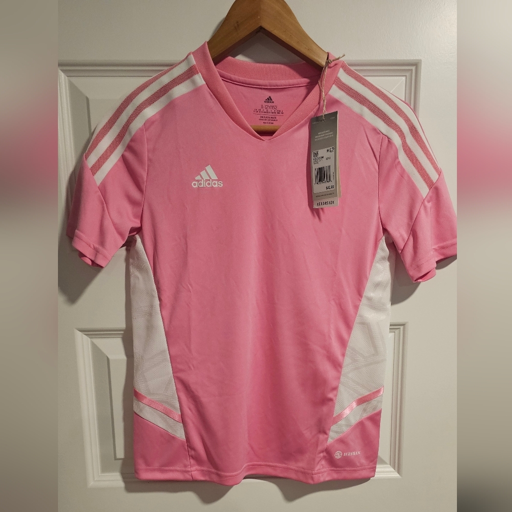 Adidas Pink and White Sports Jersey
